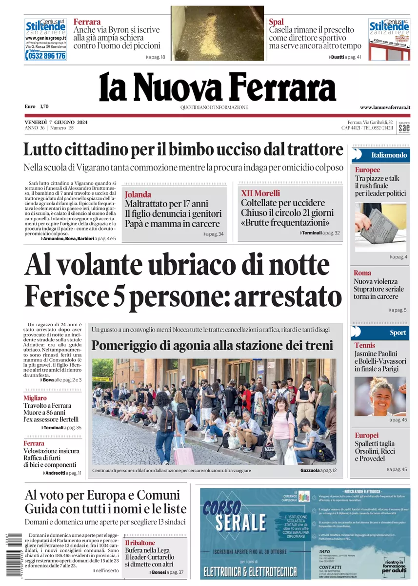 Prima-pagina-nuova ferrara-oggi-edizione-del-2024-06-07